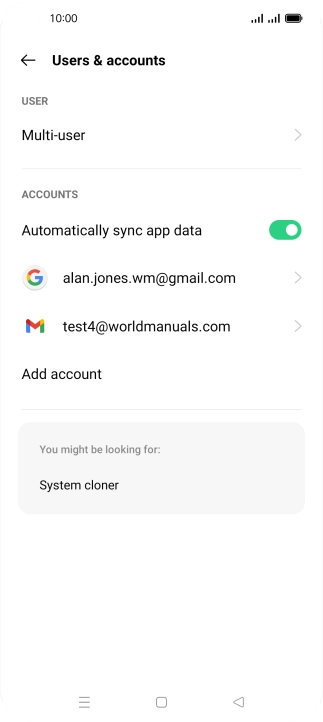 Press the required email account.