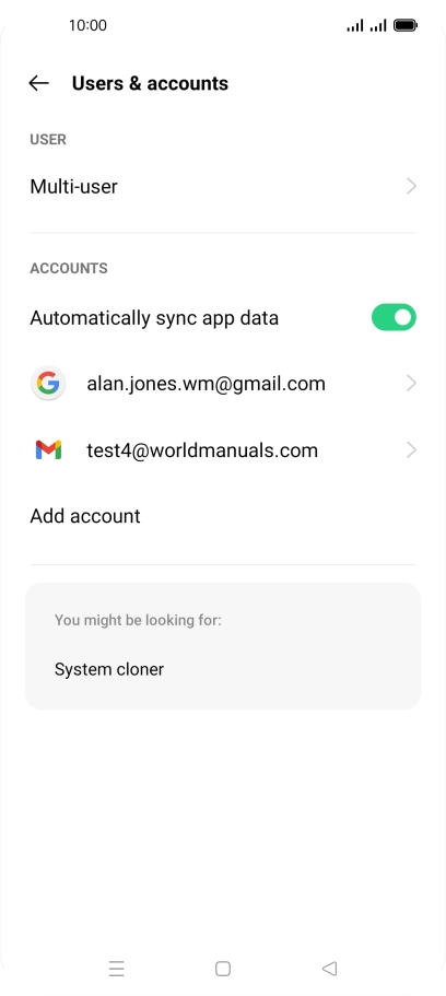 Press the required email account.
