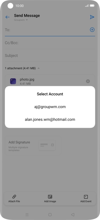 Press the required email account.