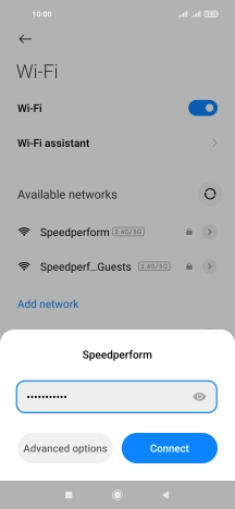 Key in the password for the Wi-Fi network and press Connect.