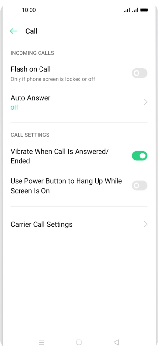Press Carrier Call Settings.