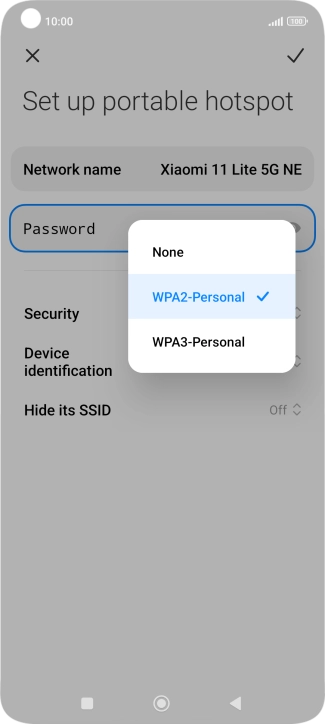 Press WAP3-Personal to password protect your Wi-Fi hotspot.