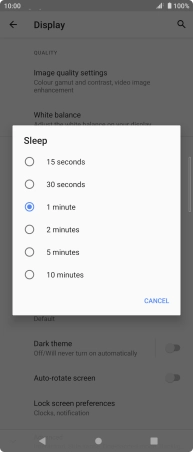 Press the required setting.
