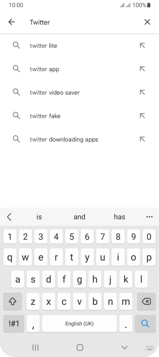 Key in Twitter and press the search icon.