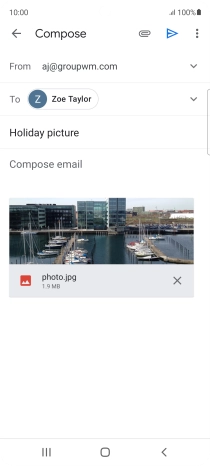 Press the text input field and write the text for your email message.
