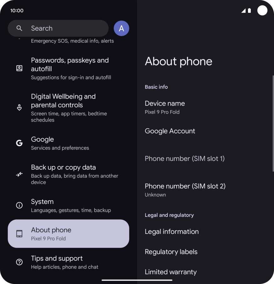 Press About phone.