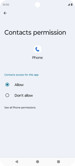Press the required setting.