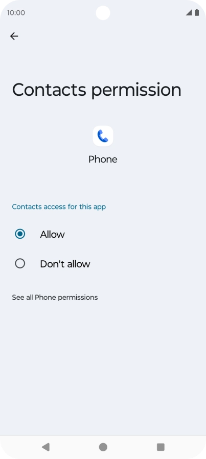 Press the required setting.