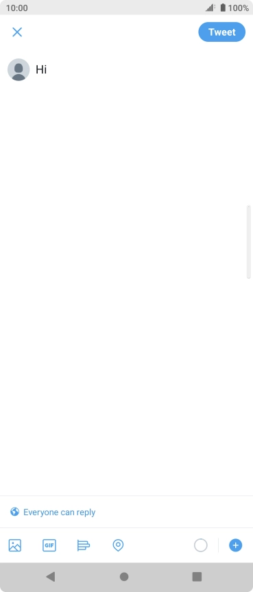 Write the required text and press Tweet.