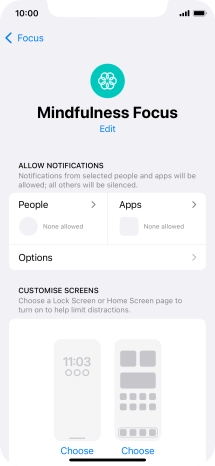 Press People and follow the instructions on the screen to select which contacts you would like to receive calls and notifications from when the selected focus mode is active.