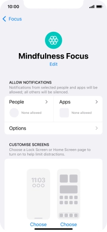 Press People and follow the instructions on the screen to select which contacts you would like to receive calls and notifications from when the selected focus mode is active.