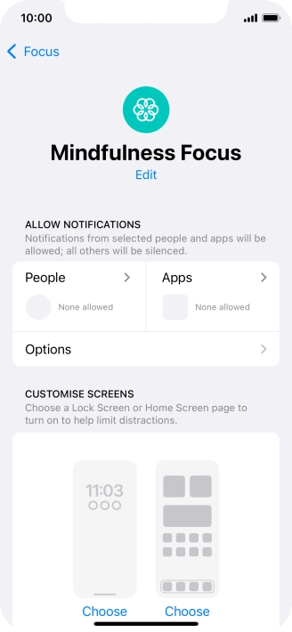 Press People and follow the instructions on the screen to select which contacts you would like to receive calls and notifications from when the selected focus mode is active.