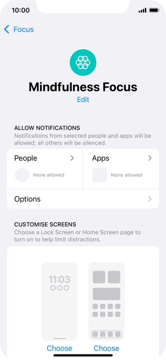 Press People and follow the instructions on the screen to select which contacts you would like to receive calls and notifications from when the selected focus mode is active.