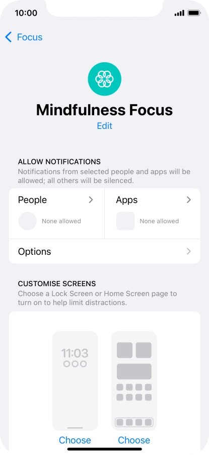 Press People and follow the instructions on the screen to select which contacts you would like to receive calls and notifications from when the selected focus mode is active.