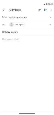 Press the text input field and write the text for your email message.