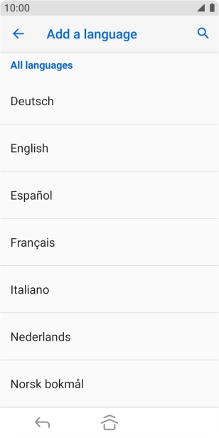 Press the required language to add it to the list of phone languages.