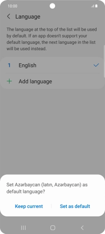 To select the new language as the default phone language, press Set as default.
