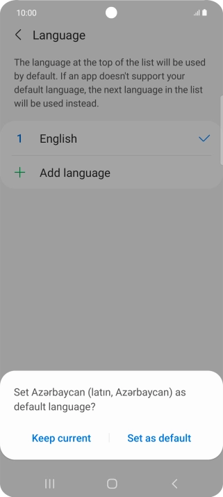 To select the new language as the default phone language, press Set as default.