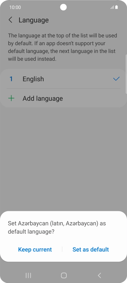 To select the new language as the default phone language, press Set as default.
