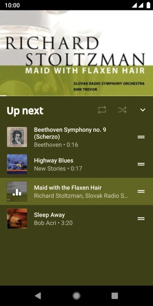Press the repeat icon to turn the function on or off.