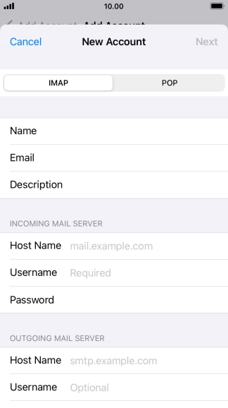 Press IMAP.