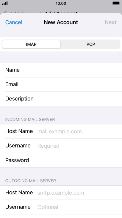 Press IMAP.
