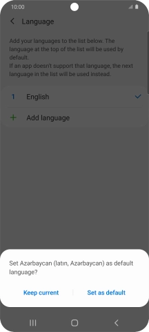 To select the new language as the default phone language, press Set as default.