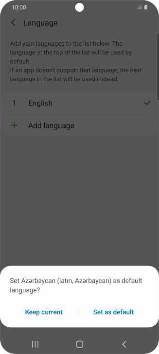 To select the new language as the default phone language, press Set as default.