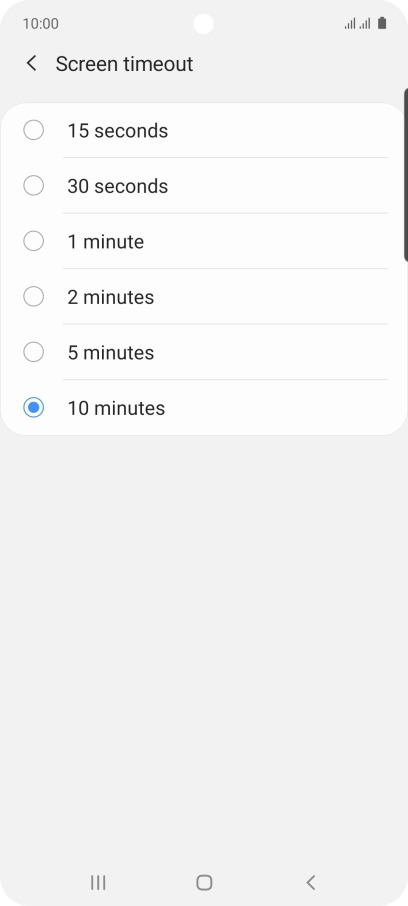 Press the required setting.