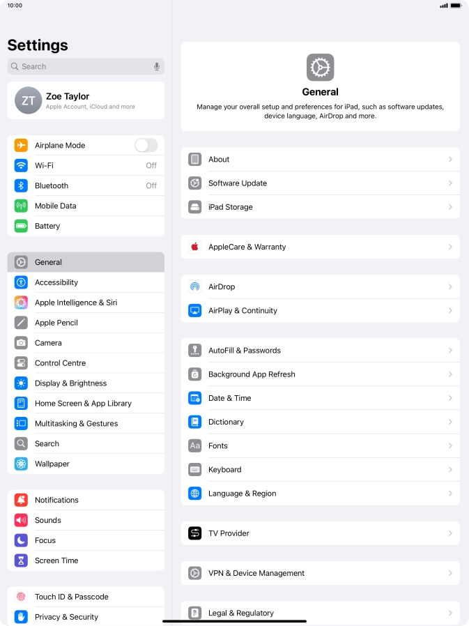 Press Mobile Data.