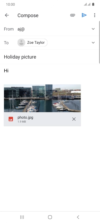 Press the send icon when you've finished your email message.