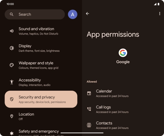 The app activity for the selected app is displayed.
