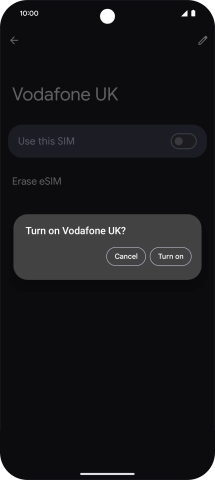 Press Turn on.