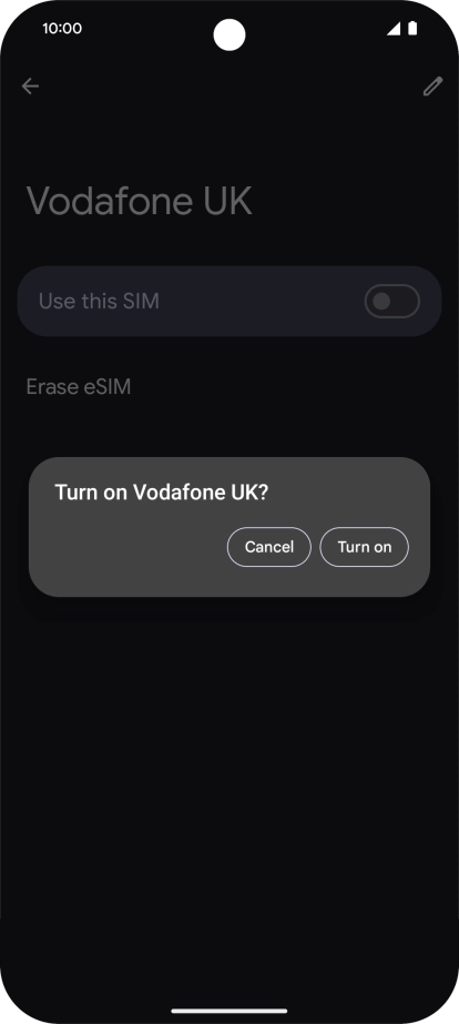 Press Turn on.