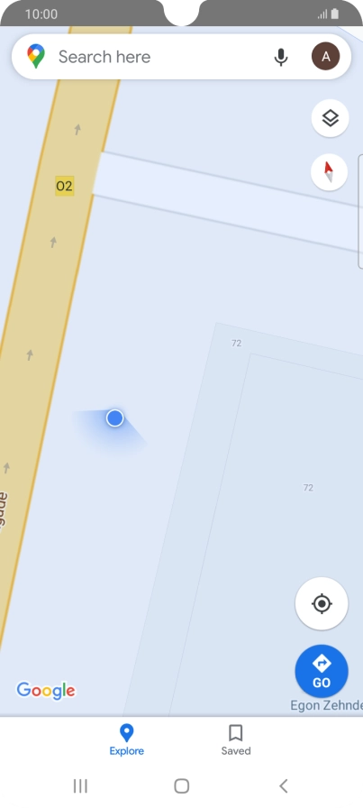 Press the search field and key in the required destination.