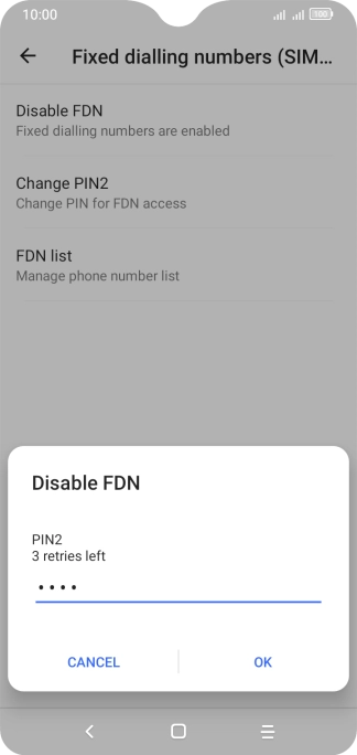 Key in your PIN2 and press OK. The default PIN2 is 1111.