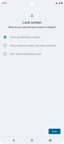 Press the required setting.