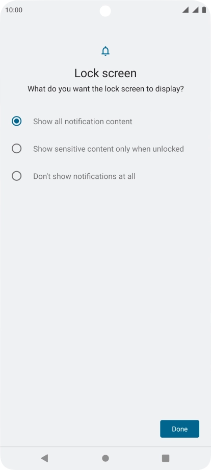 Press the required setting.