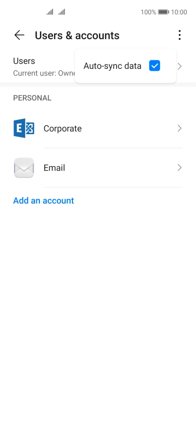 Press Auto-sync data to turn the function on or off.