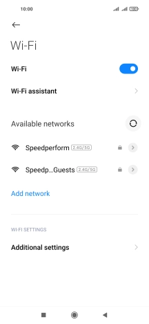 Press the required Wi-Fi network.