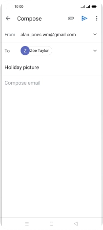 Press the text input field and write the text for your email message.