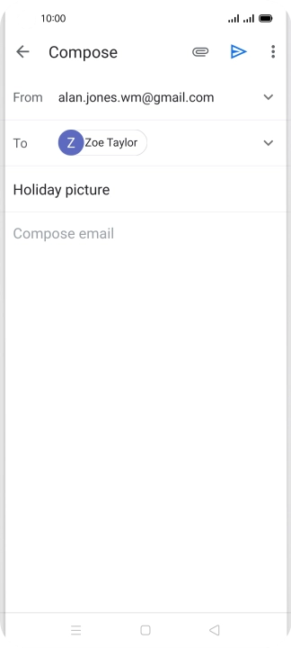 Press the text input field and write the text for your email message.