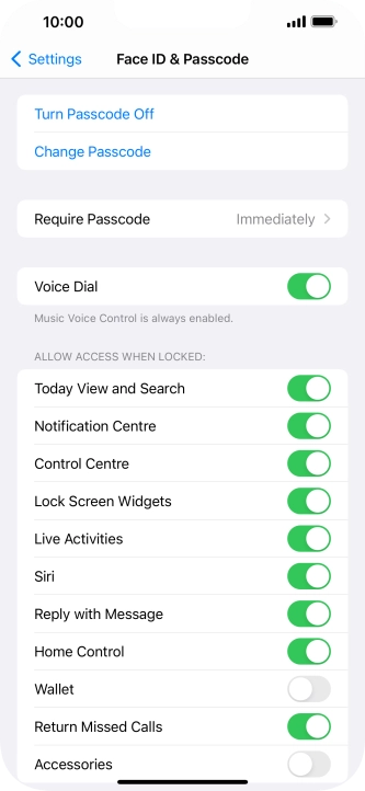 Press Turn Passcode Off and key in the phone lock code.