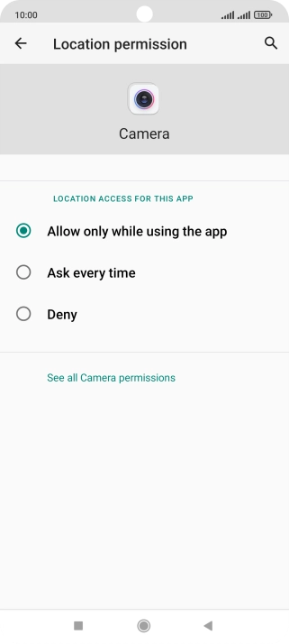 Press the required setting.