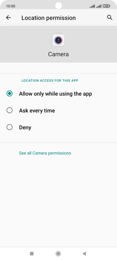 Press the required setting.
