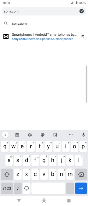 Key in the address of the required web page and press the confirm icon.