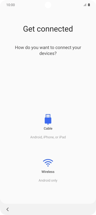 Press the required transfer method and follow the instructions on the screen to transfer content from another phone.