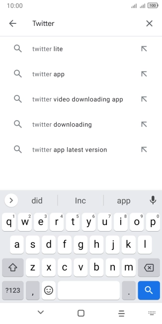Key in Twitter and press the search icon.
