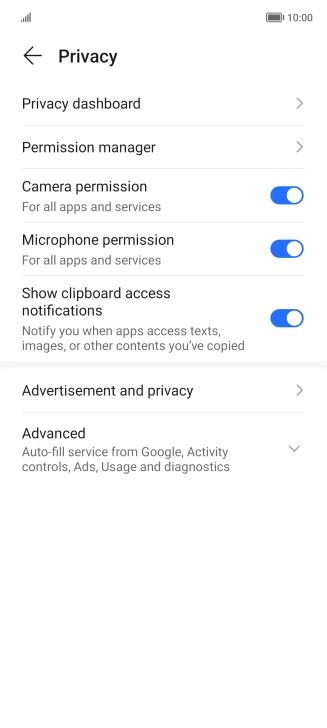 Press Privacy dashboard.