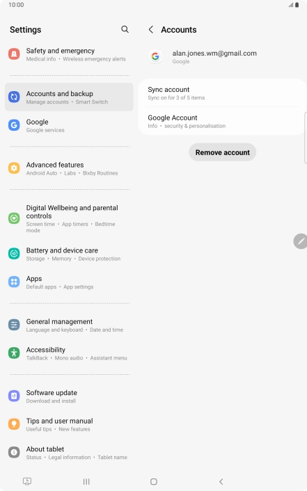 Press Sync account.